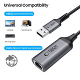USB-A to Ethernet RJ45 Adapter Tech-Protect Ultraboost - 1000Mbps - Black