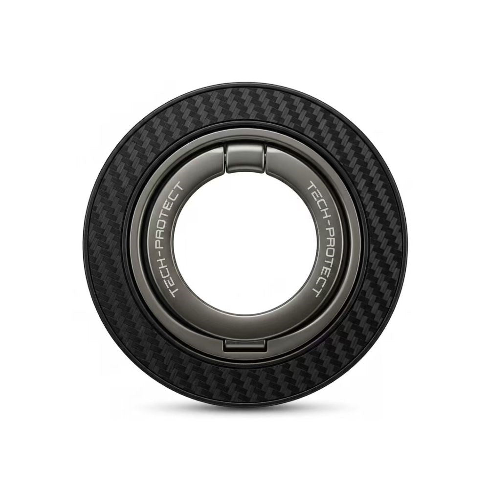 Tech-Protect MagSafe Ring Holder for Mobile with Carbon Design - MagSafe Compatible - Black
