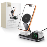 Tech-Protect A52 3-in-1 25W Wireless Charger for Smartphone + Smartwatch + Earphones - MagSafe / Qi2 Compatible - Dark Grey