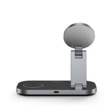Tech-Protect A52 3-in-1 25W Wireless Charger for Smartphone + Smartwatch + Earphones - MagSafe / Qi2 Compatible - Dark Grey