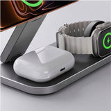 Tech-Protect A52 3-in-1 25W Wireless Charger for Smartphone + Smartwatch + Earphones - MagSafe / Qi2 Compatible - Dark Grey