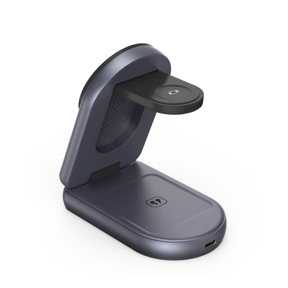 Tech-Protect A53 3-in-1 25W Wireless Charger: Smartphone & Smartwatch & Earphones - MagSafe / Qi2 Compatible - Dark Grey