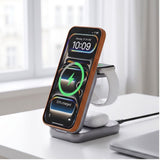 Tech-Protect A53 3-in-1 25W Wireless Charger: Smartphone & Smartwatch & Earphones - MagSafe / Qi2 Compatible - Dark Grey