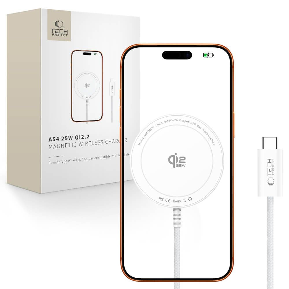 Wireless MagSafe Charger Tech-Protect A54 25W - White