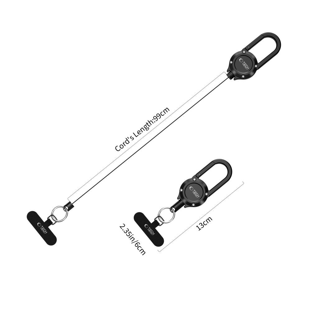 Tech-Protect URBANLOOP Anti-Theft Keychain with Yoyo Lanyard - Black