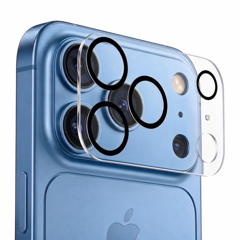 iPhone 18 Pro Max Tech-Protect Cam Fit+ Camera Lens Protector Glass - Transparent / Black