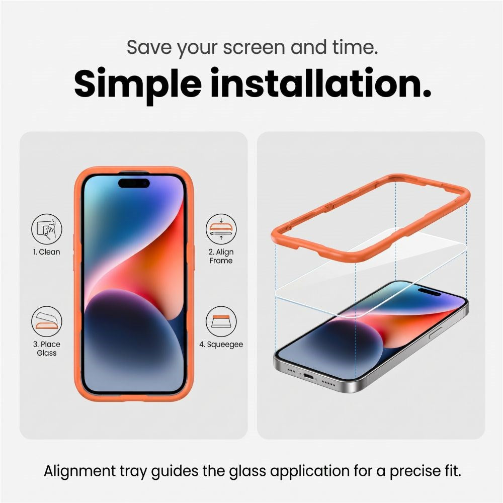 iPhone 18 Pro Max Tech-Protect Easy Set+ 3-in-1 Protection Set with Tempered Glass Screen Protector & Camera Lens Protector - Transparent
