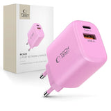 Tech-Protect NCA20 Wall Charger with 20W - 1 x USB-A & 1 x USB-C - Pink