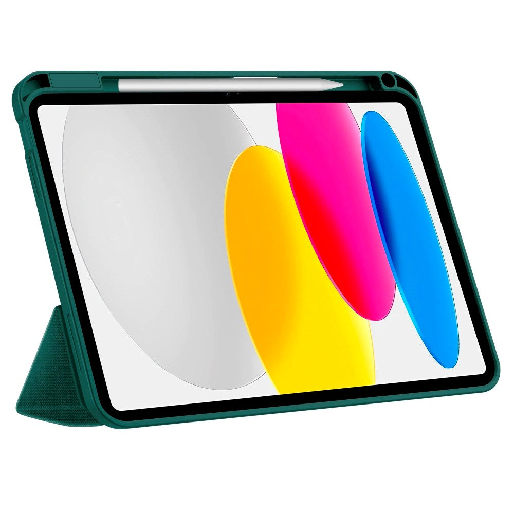 iPad 11" (2025) / 10.9" (2024 / 2022) Tech-Protect Canvas Flip Case with Pen Holder - Green