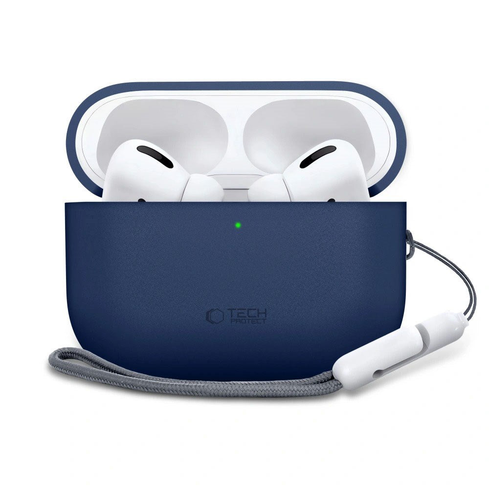 Apple AirPods Pro (3. Gen) Tech-Protect Silicone Case with Strap - Dark Blue