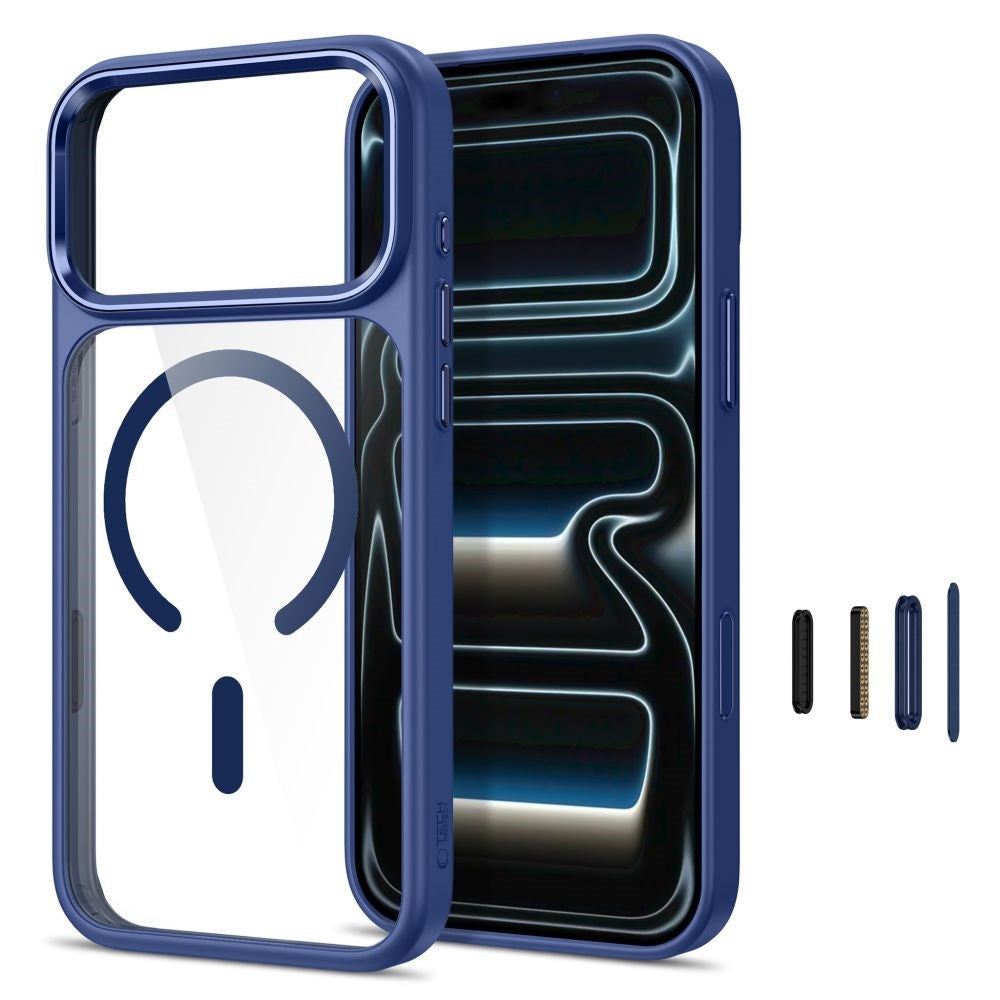iPhone 18 Pro / 17 Pro Tech-Protect MagMat Case - MagSafe Compatible - Transparent / Blue