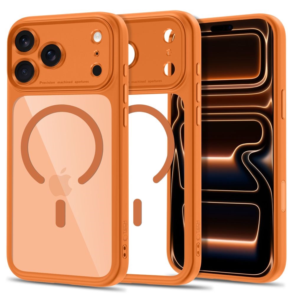 iPhone 18 Pro Max / 17 Pro Max Tech-Protect MagPeak Case - MagSafe Compatible - Orange / Transparent