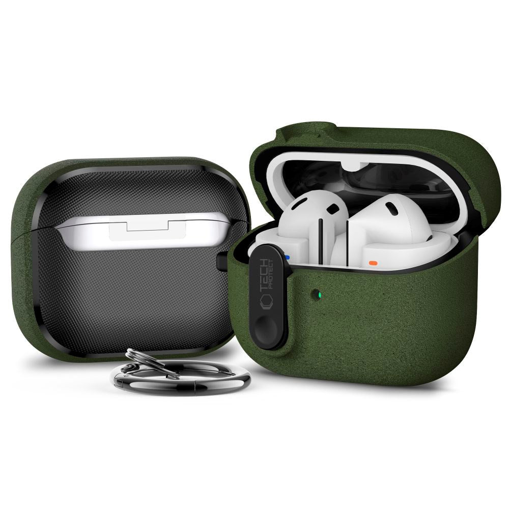 Samsung Galaxy Buds 3 / 3 Pro / 3 FE Tech-Protect Slim Hook Case with Carabiner – Green