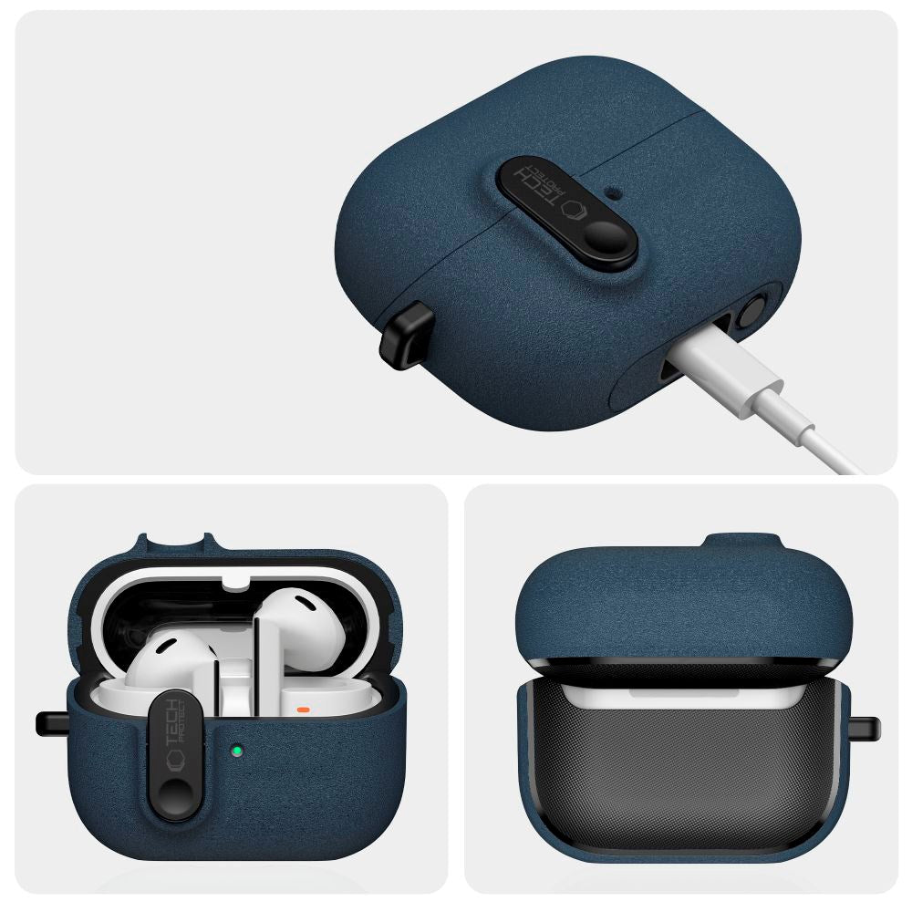 Samsung Galaxy Buds 3 / 3 Pro / 3 FE Tech-Protect Slim Hook Case with Carabiner – Blue