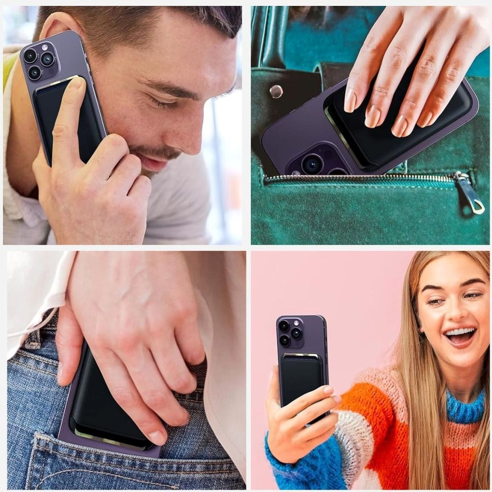 Tech-Protect MagWallet Faux Leather Card Holder - MagSafe Compatible - Blue