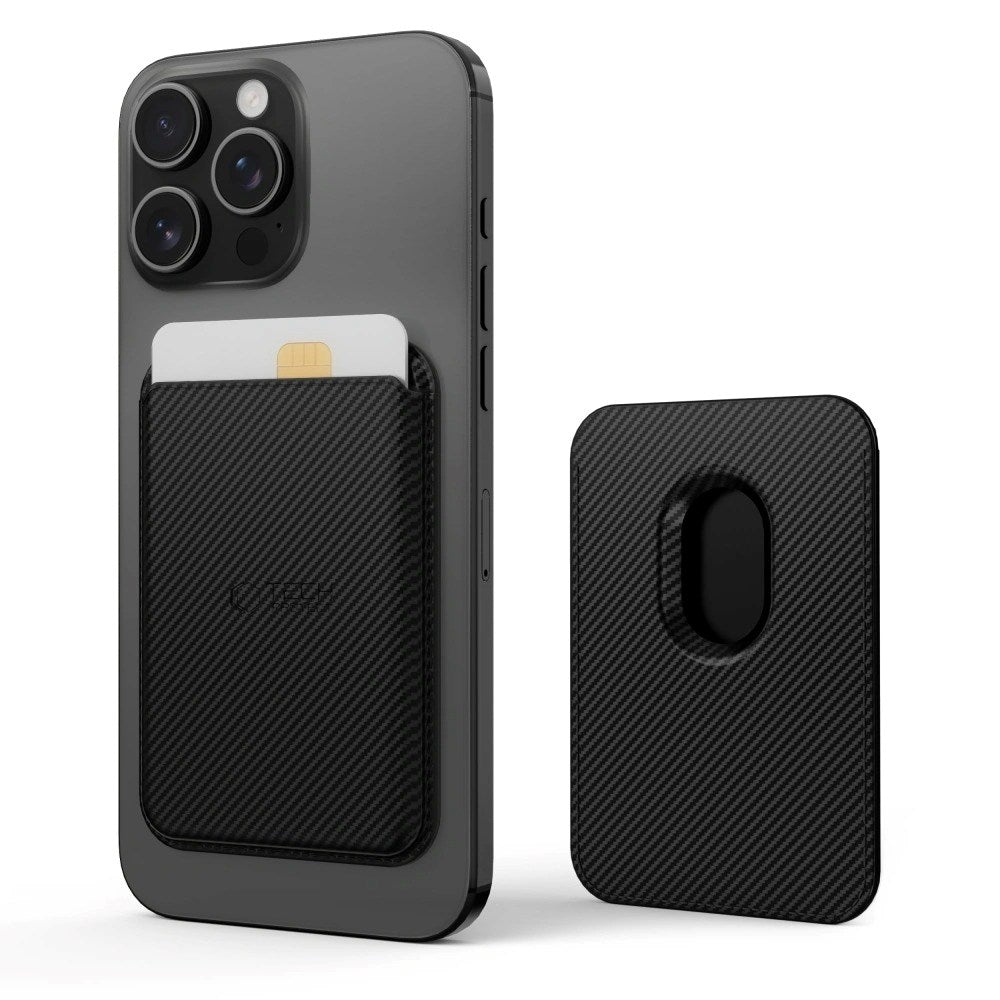 Tech-Protect MagWallet Faux Leather Card Holder - MagSafe Compatible - Black Carbon