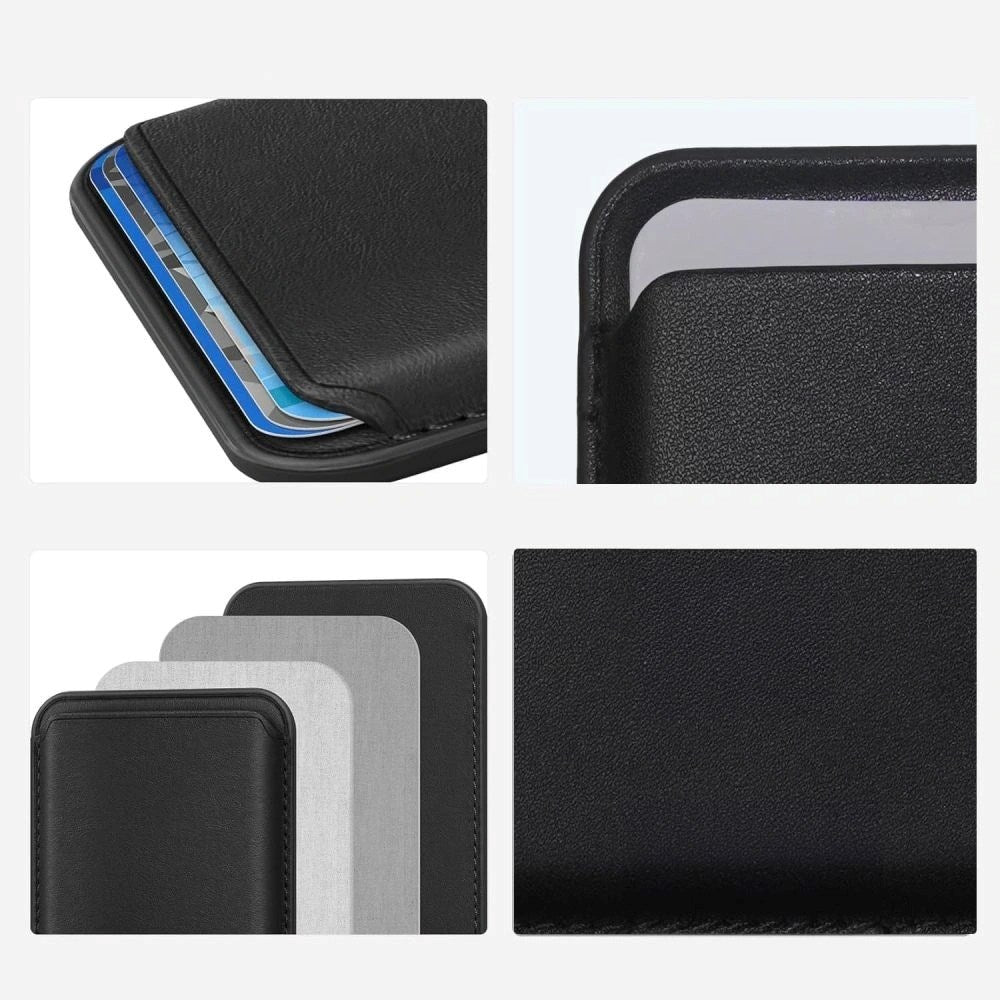 Tech-Protect MagWallet Faux Leather Card Holder - MagSafe Compatible - Black Carbon