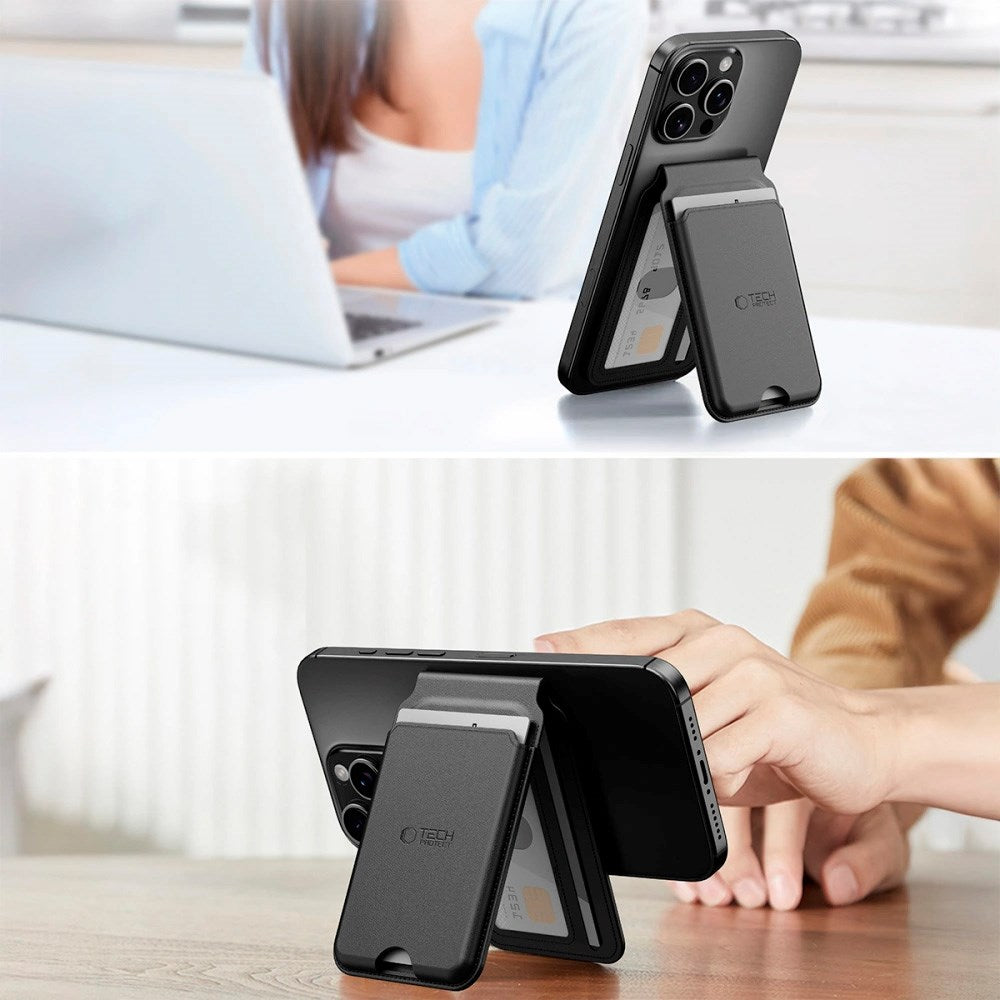Tech-Protect MagWallet Stand Card Holder - MagSafe Compatible - Black