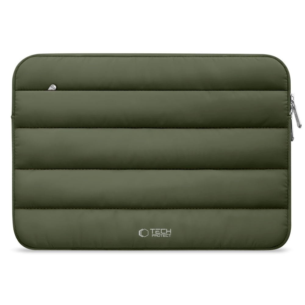 Tech-Protect Fluffy MacBook / Laptop 13-14" (25 x 35cm) Sleeve with Extra Zipper Pocket - Dark Green