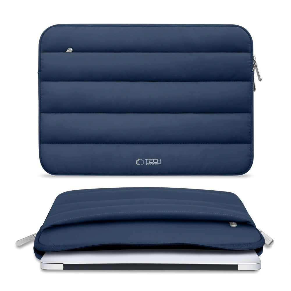 Tech-Protect Fluffy MacBook / Laptop 13-14" (25 x 35cm) Sleeve with Extra Zipper Pocket - Dark Blue
