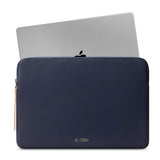 Tech-Protect MacBook / Laptop 15-16" Faux Leather Sleeve with Lined Inside - Navy Blue