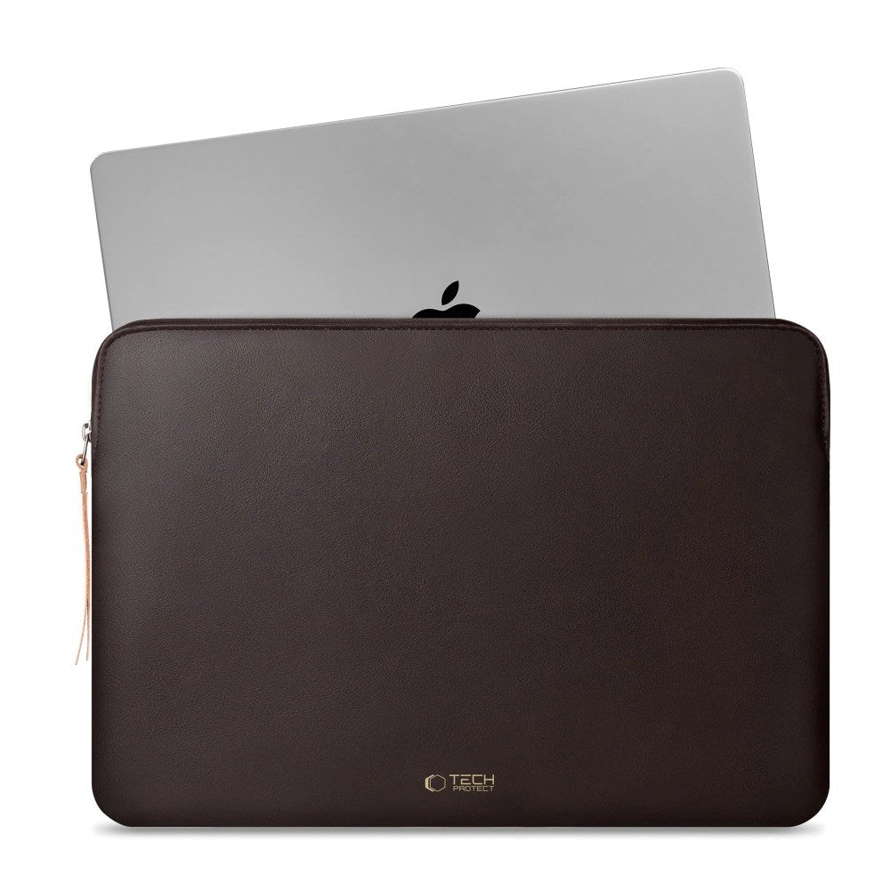 Tech-Protect MacBook / Laptop 15-16" Faux Leather Sleeve with Lined Inside - Chocolate