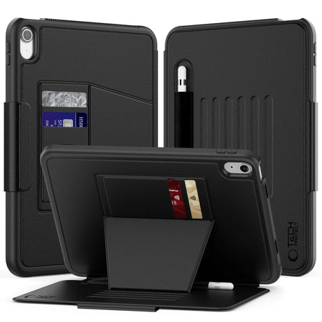 iPad 11" (2025) / iPad 10.9" (2024 / 2022) Tech-Protect Flip Case with Card Holder & Pencil Holder - Black