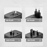 Tech-Protect Travel Adapter EU / UK / US / AU - Black