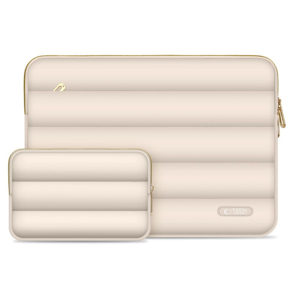 Tech-Protect Puffy MacBook / Laptop 13-14" Sleeve with Small Bag - Beige