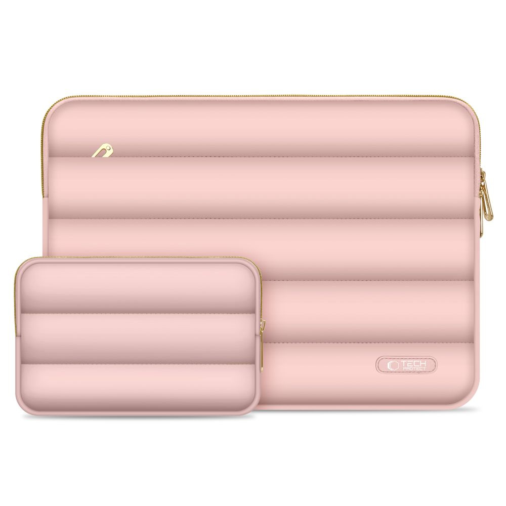 Tech-Protect Puffy MacBook / Laptop 15-16" Sleeve with Small Bag - Pink