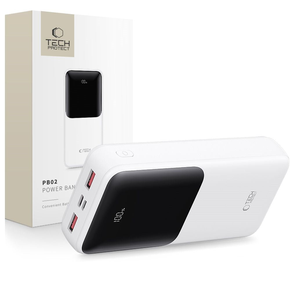 Tech-Protect Powerbank 20000mAh – Fast Charging with 22.5W - White