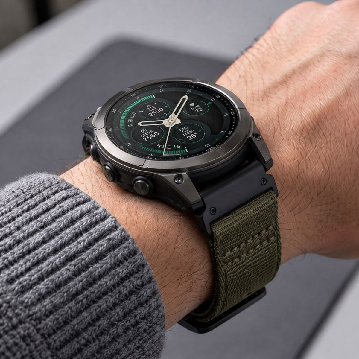 Universal Garmin 26mm QuickFit Tech-Protect Classic Nylon Strap - Green