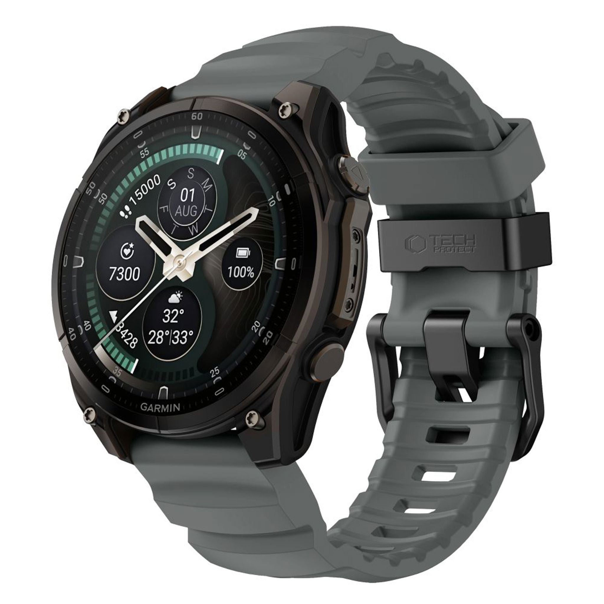 Universal Garmin 26mm QuickFit Tech-Protect Motion Watch Strap - Grey