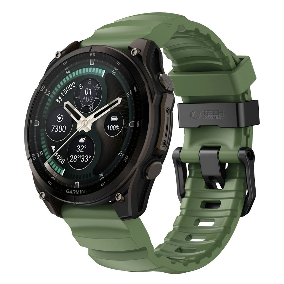 Universal Garmin 26mm QuickFit Tech-Protect Motion Watch Strap - Green