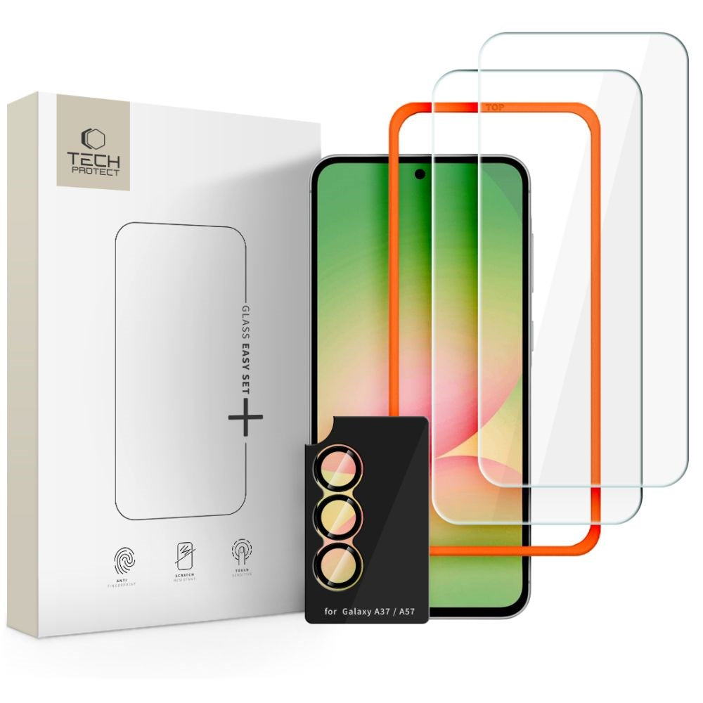 Samsung Galaxy A57 Tech-Protect Easy Set+ Protection Set with Screen Protection Glass & Camera Lens Protection Glass - Transparent