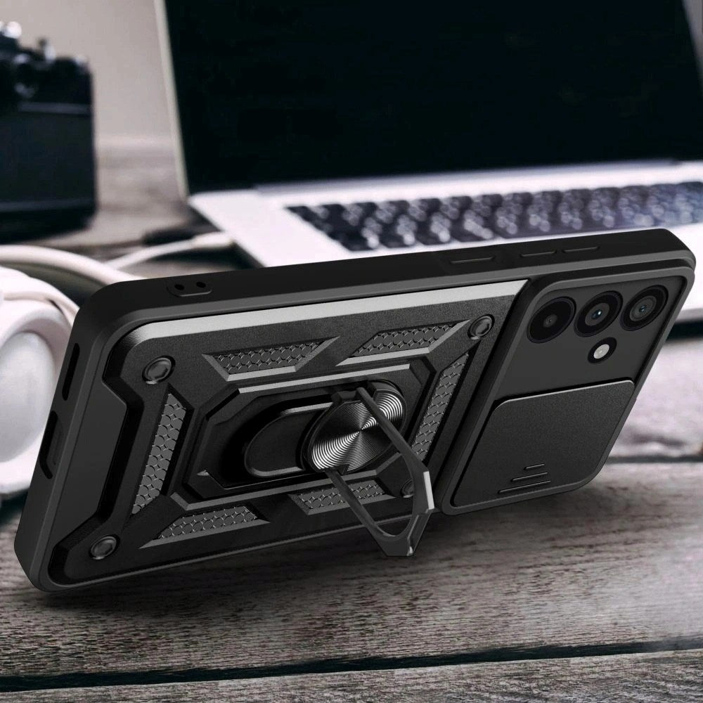 Samsung Galaxy A37 Tech-Protect Camshield Case with Magnetic Ring & Stand Function - Black