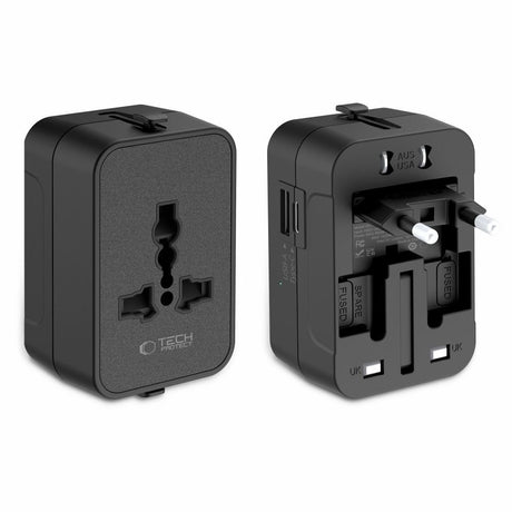 Tech-Protect TA300 Travel Adapter - EU / UK / US / AU - Black