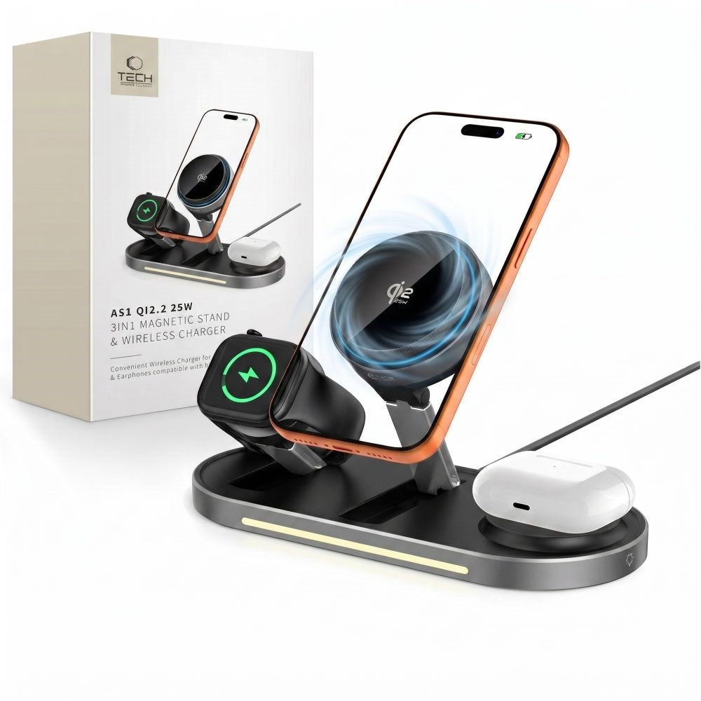 Tech-Protect A51 ARCTICBOOST 3-in-1 Wireless Charger 25W - MagSafe / Qi2 Compatible - Black