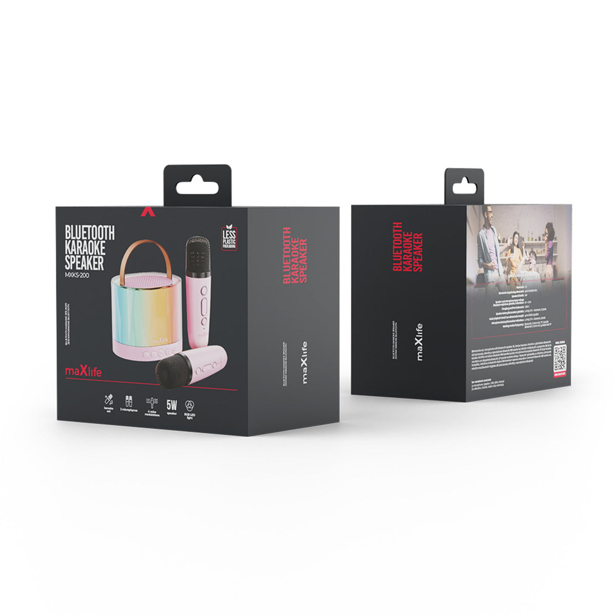 Maxlife Bluetooth Karaoke Set with Speaker & 2x Microphones - Pink