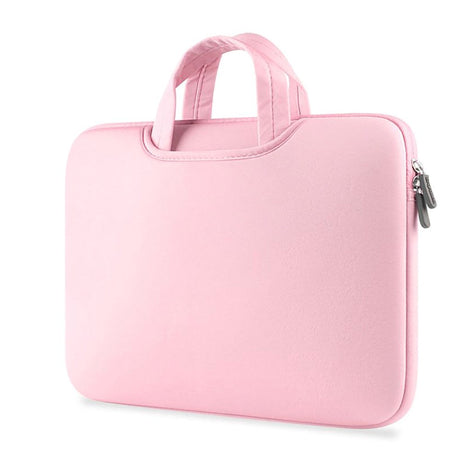 Tech-Protect Neoprene MacBook / Laptop Sleeve 13-14" w. Handle and Extra Compartment (34 x 25 cm) - Pink