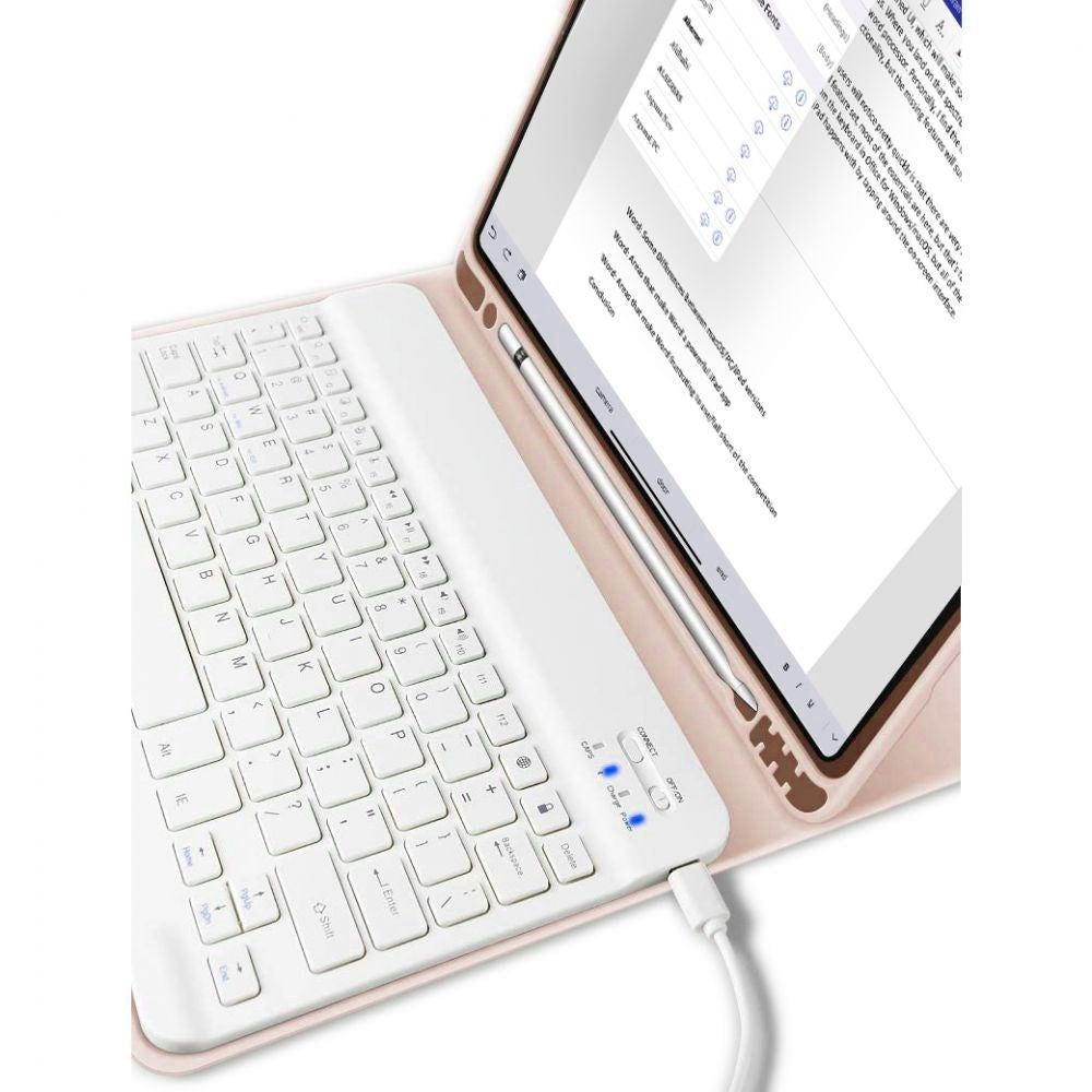 iPad 10.9" (2024/2022) Tech-Protect Keyboard Case With Pencil Holder - English Layout - Pink