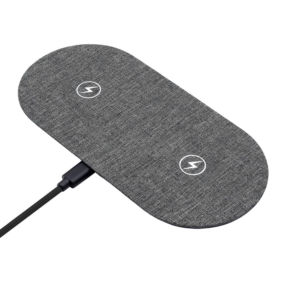 ProXtend Fabric Covered Dual Wireless Charger 10W - Grey