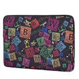 CanvasArtisan Sleeve for Laptop PC / MacBook 15" with letters - (39 x 28 x 2 cm) - Black / Multi