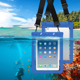 Universal Tablet 25,5x21cm Waterproof Case w. Shoulder Strap - Black / Transparent