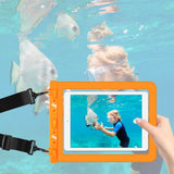 Universal Tablet 25,5x21cm Waterproof Case w. Shoulder Strap - Black / Transparent