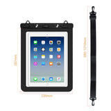 Universal Tablet 25,5x21cm Waterproof Case w. Shoulder Strap - Black / Transparent