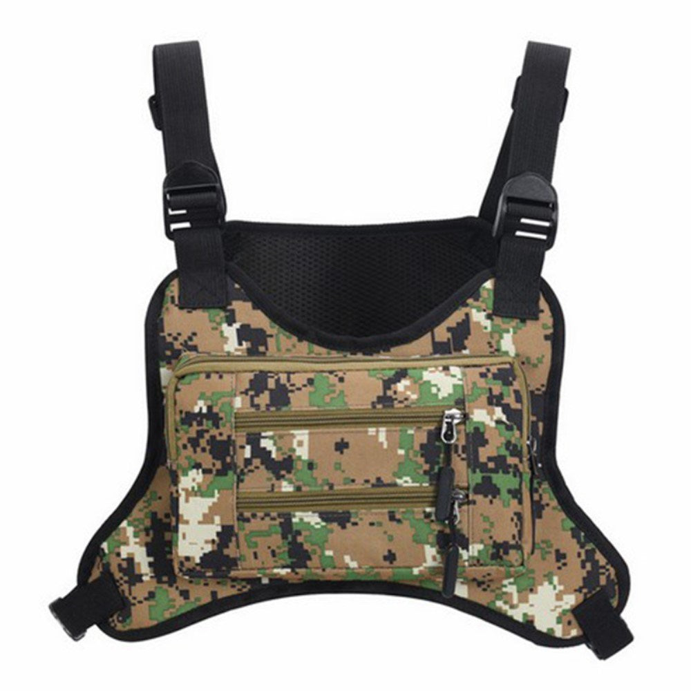 Outdoor Polyester Vest with Pockets - Army