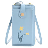 Universal Leather Clutch w. Shoulder Strap (160 x 80 mm) - Blue