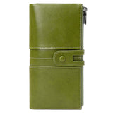 Mobile Faux Leather Wallet with Card Holders & Zip Pockets (Max. Mobile: 185 x 95 x 20 mm) - Green