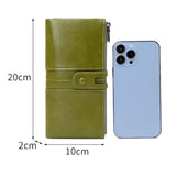 Mobile Faux Leather Wallet with Card Holders & Zip Pockets (Max. Mobile: 185 x 95 x 20 mm) - Green